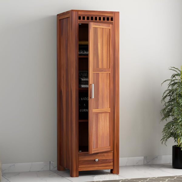 sheesham Wood Wardrobe with 1 Drawwer Storage | Solid Wood Large Cupboard Storage Cabinet Natural Colour Finish price 18999