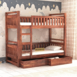 Wooden Bunk Bed with Storage Sheesham Wood Kids Bunk Bed Twin Bed for Children with Drawers Solid Wood Bed for Shared Room Space Saving Bunk Beds India