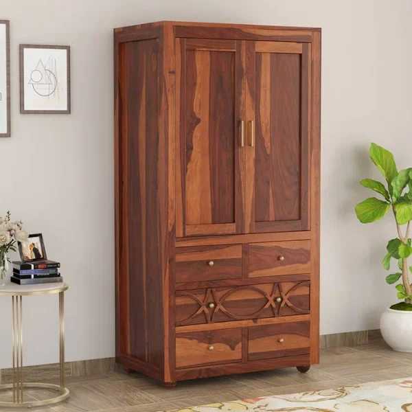 2 Door Solid Sheesham Wood Wardrobe