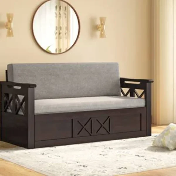 3 Seater Pull Out Sofa Cum Bed In Cloud Burst Grey