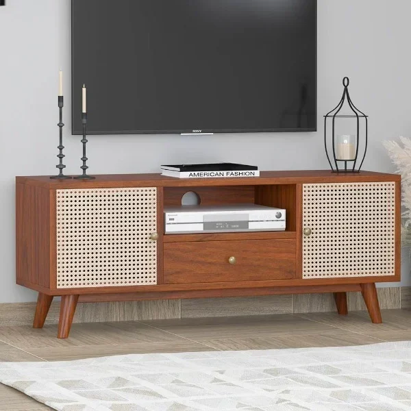 Alan Solid Wood Acacia Cane TV Cabinet