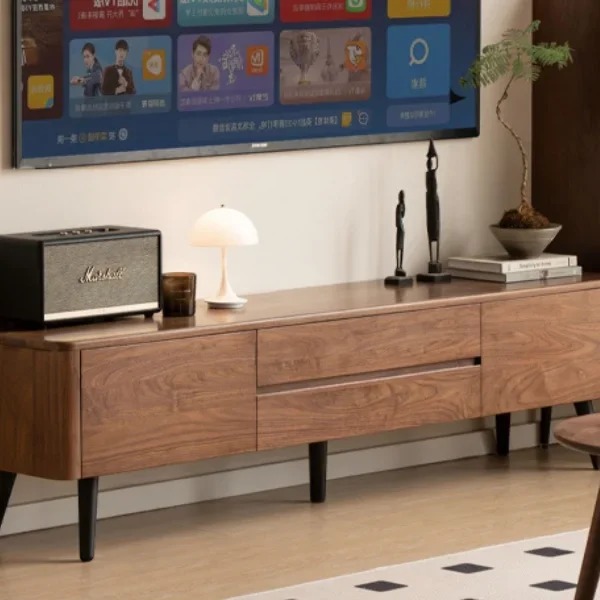Black walnut solid wood TV cabinet modern simple