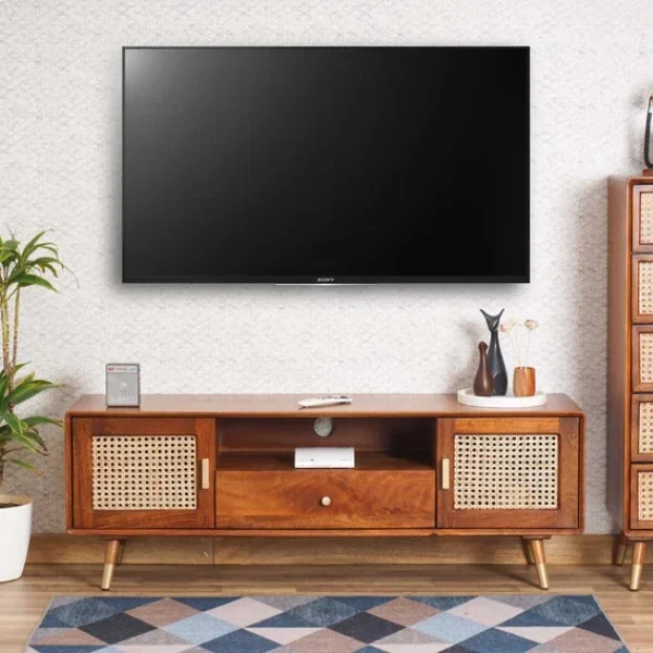 Boston Solid Wood Rattan Cane Tv Cabinet