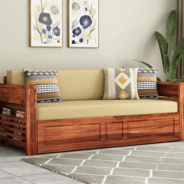 Feltro Sheesham Wood Sofa Bed With Storage