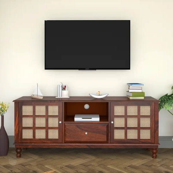 Nonna Sheesham Wood TV Unit in Dark Maharani Colour