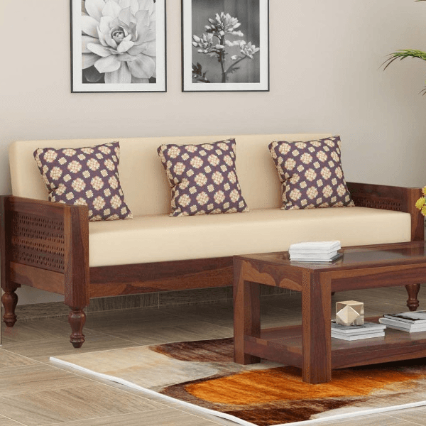 Riley 3 Seater Wooden Sofa