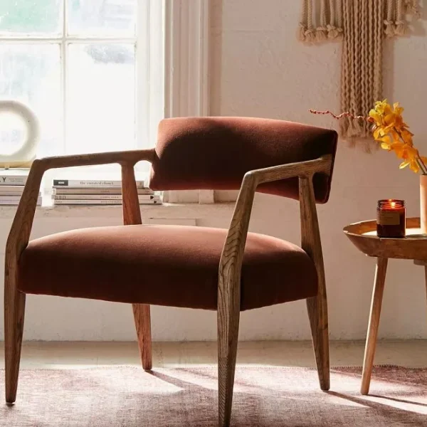 Rustic Velvet Arm Chair