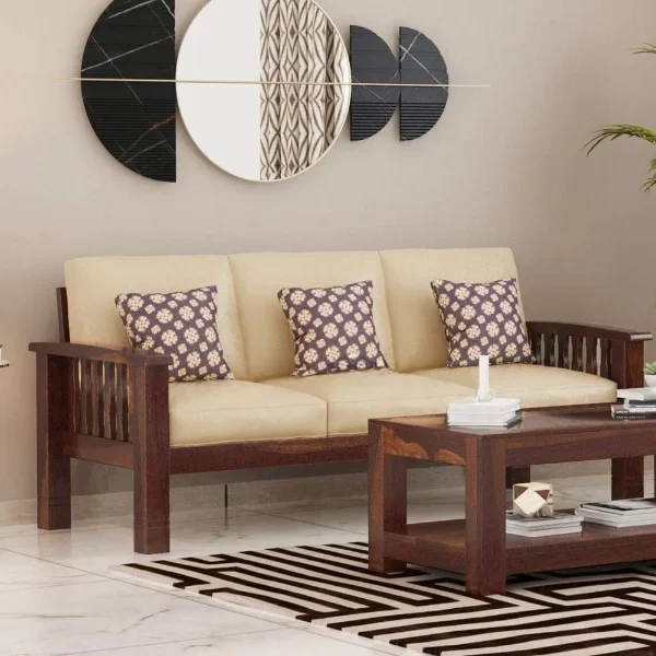 Yuvi 3 Seater Wooden Sofa