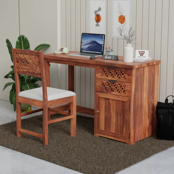 computer table, Office desk, Sheesham wood computer table, Solid wood study table with drawers, CNC drawer office desk, Wooden computer table for home, Premium Sheesham work from home desk,