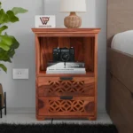 Bedside table, Sheesham wood bedside table, Cane bedside table with drawers, Solid wood nightstand 2 drawer, Premium Sheesham side table, Modern cane nightstand,