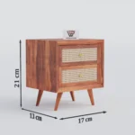 Bedside table, Sheesham wood bedside table, Cane bedside table with drawers, Solid wood nightstand 2 drawer, Premium Sheesham side table, Modern cane nightstand,