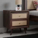Bedside table, Sheesham wood bedside table, Cane bedside table with drawers, Solid wood nightstand 2 drawer, Premium Sheesham side table, Modern cane nightstand,