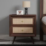 Bedside table, Sheesham wood bedside table, Cane bedside table with drawers, Solid wood nightstand 2 drawer, Premium Sheesham side table, Modern cane nightstand,
