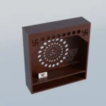 Wall mandir, Wall mounted, Wall mounted puja unit, Wooden mandir, Compact wooden mandir for home, Om design wall temple, White finish pooja shelf, CNC cut home temple,