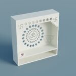 Wall mandir, Wall mounted, Wall mounted puja unit, Wooden mandir, Compact wooden mandir for home, Om design wall temple, White finish pooja shelf, CNC cut home temple,