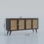 wood cane sideboard, storage cabinet