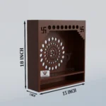 Wall mandir, Wall mounted, Wall mounted puja unit, Wooden mandir, Compact wooden mandir for home, Om design wall temple, White finish pooja shelf, CNC cut home temple,