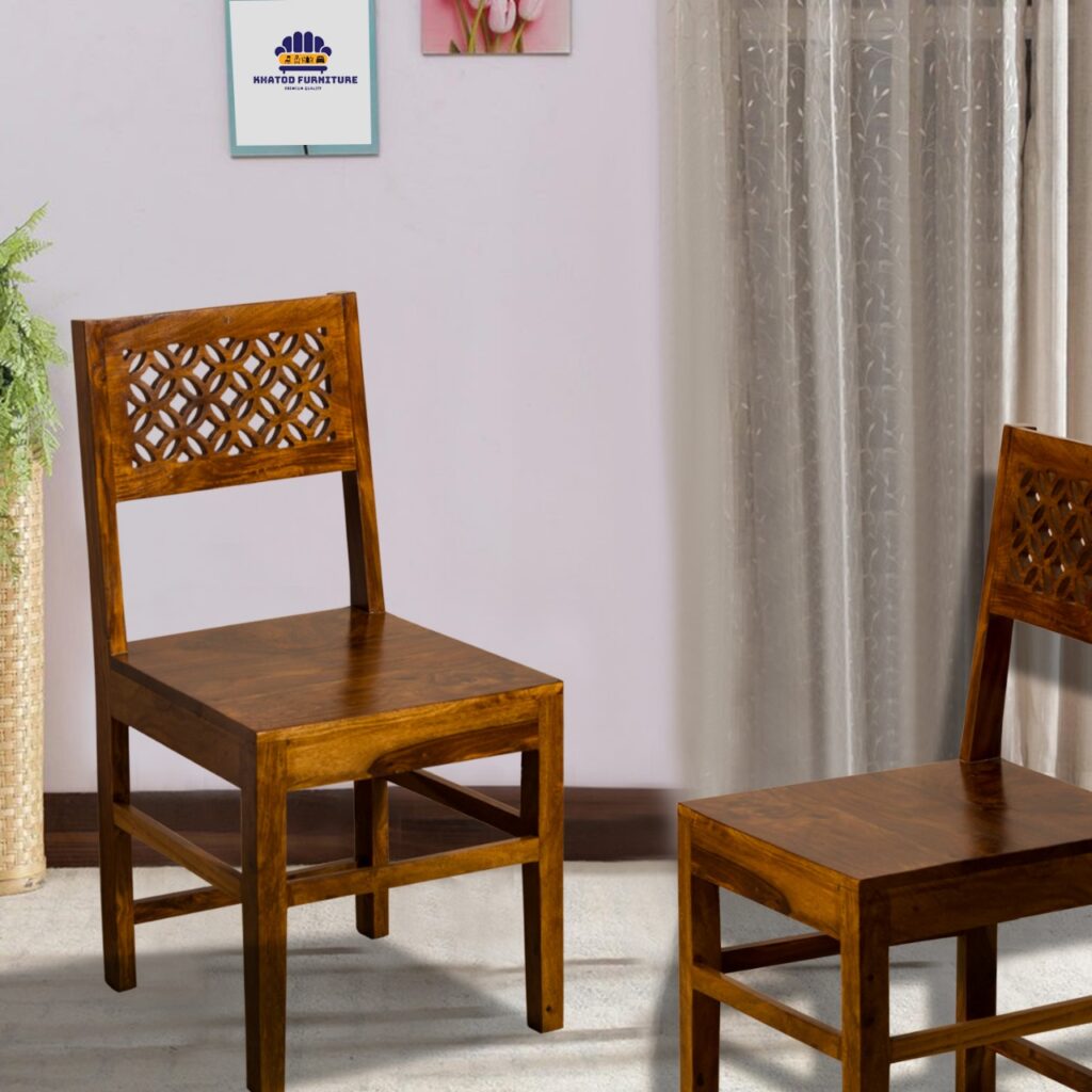 dining chair, sheesham wood dining chair with CNC back, Solid wood dining chair India, Honey finish wooden dining chair, CNC design wooden chair for dining table, Premium Sheesham dining chair,