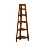 bookshelf, Sheesham wood corner rack 5 tier, Solid wood corner shelf stand, Wooden corner display rack for living room, Honey finish Sheesham corner bookshelf,