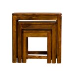 tables set, bar tables set, Sheesham wood nesting tables set of 3, Solid wood nesting side tables, Compact wooden coffee side table set, Honey finish Sheesham nesting table, Living room wooden nesting stools,