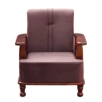 Single seater sofa chair, Single seater sofa chair, Sofa chair, Solid wood single seater sofa chair, Wooden armchair with cushions, Classic wooden single sofa for living room, Compact wooden lounge chair India, Fabric upholstered wooden sofa chair,