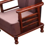 Single seater sofa chair, Single seater sofa chair, Sofa chair, Solid wood single seater sofa chair, Wooden armchair with cushions, Classic wooden single sofa for living room, Compact wooden lounge chair India, Fabric upholstered wooden sofa chair,