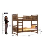 bunk bed, Solid wood bunk bed for kids, Twin over twin wooden bunk bed, Kids bunk bed with ladder and guard rails, Compact bunk bed for small room, Wooden bunk bed India single size,