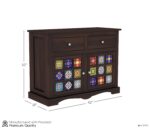 sideboard, storage cabinet, Sheesham wood sideboard with ceramic tiles, Solid wood sideboard cabinet 2 door 2 drawer, Handcrafted tile sideboard for living room, Dark finish Sheesham crockery unit, Ethnic ceramic tile storage cabinet,