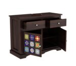 sideboard, storage cabinet, Sheesham wood sideboard with ceramic tiles, Solid wood sideboard cabinet 2 door 2 drawer, Handcrafted tile sideboard for living room, Dark finish Sheesham crockery unit, Ethnic ceramic tile storage cabinet,