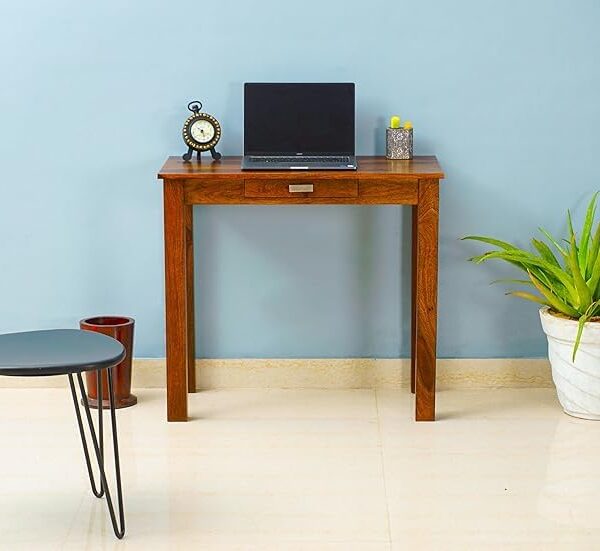 study table, Sheesham wood study table with drawer, Solid wood compact laptop table, Small study desk for home office, Wooden writing table 30 inch height, Sheesham laptop desk for bedroom,
