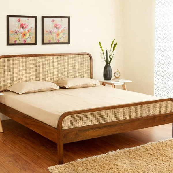 Duraster El Monte Solid Wood Rattan Bed