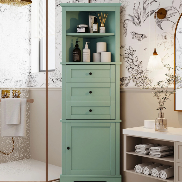 Farmhouse Storage Cabinet with Adjustable Shelves, Bathroom Cabinet