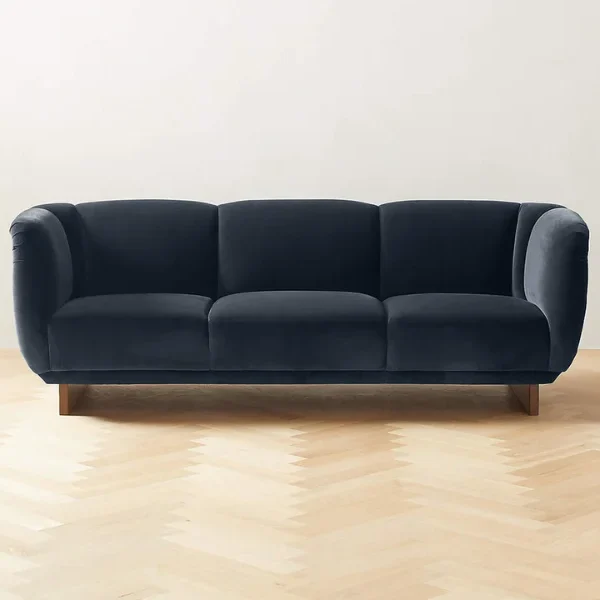 3 SEATER TEAK WOOD & FABRIC SOFA