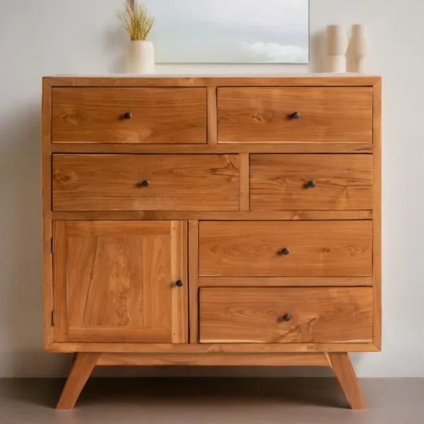 Bronia Solid Teak Wood Chest Of 7 Drawers