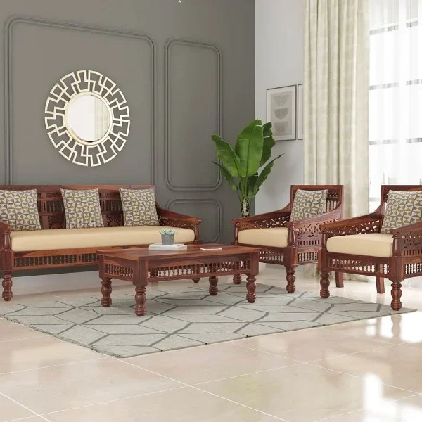 Grace Solid Sheesham Wood Sofa Set