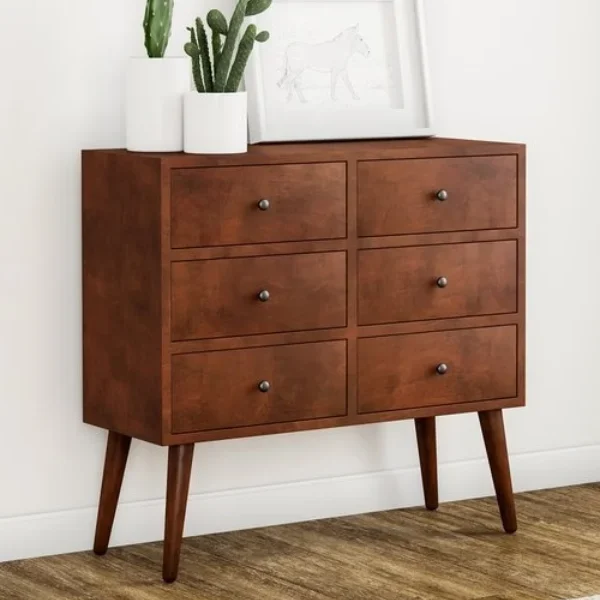 Mid-century 6-drawer Wood Accent Chest