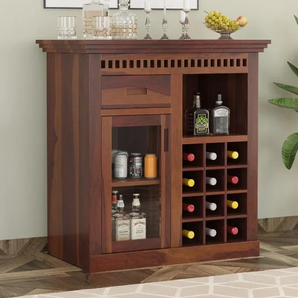 Nelson Solid Sheesham Wood Bar Cabinet