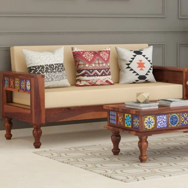 Neo 3 Seater Wooden Sofa