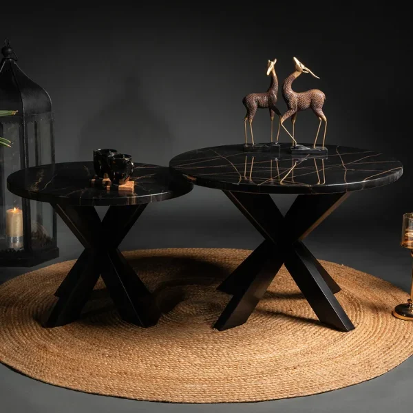 Nested Coffee Table with Gloss and Matt Combination Set of 2