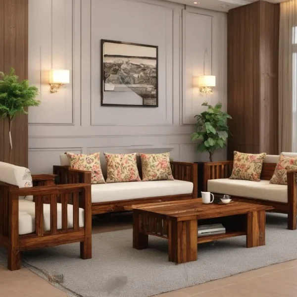 Solid Wood Sheesham 5 Seater Sofa