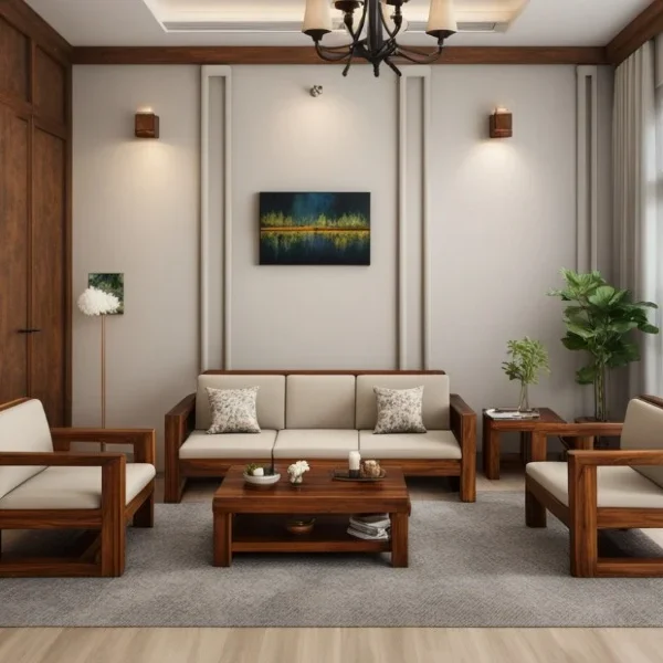 Solid Wooden Sheesham 5 Seater Sofa